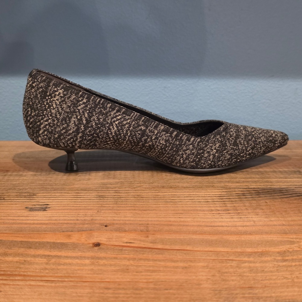 Anne Klein Womens Janette-K Pump Black Tan Marled Knit Kitten Heel Size 9 - Picture 6 of 8